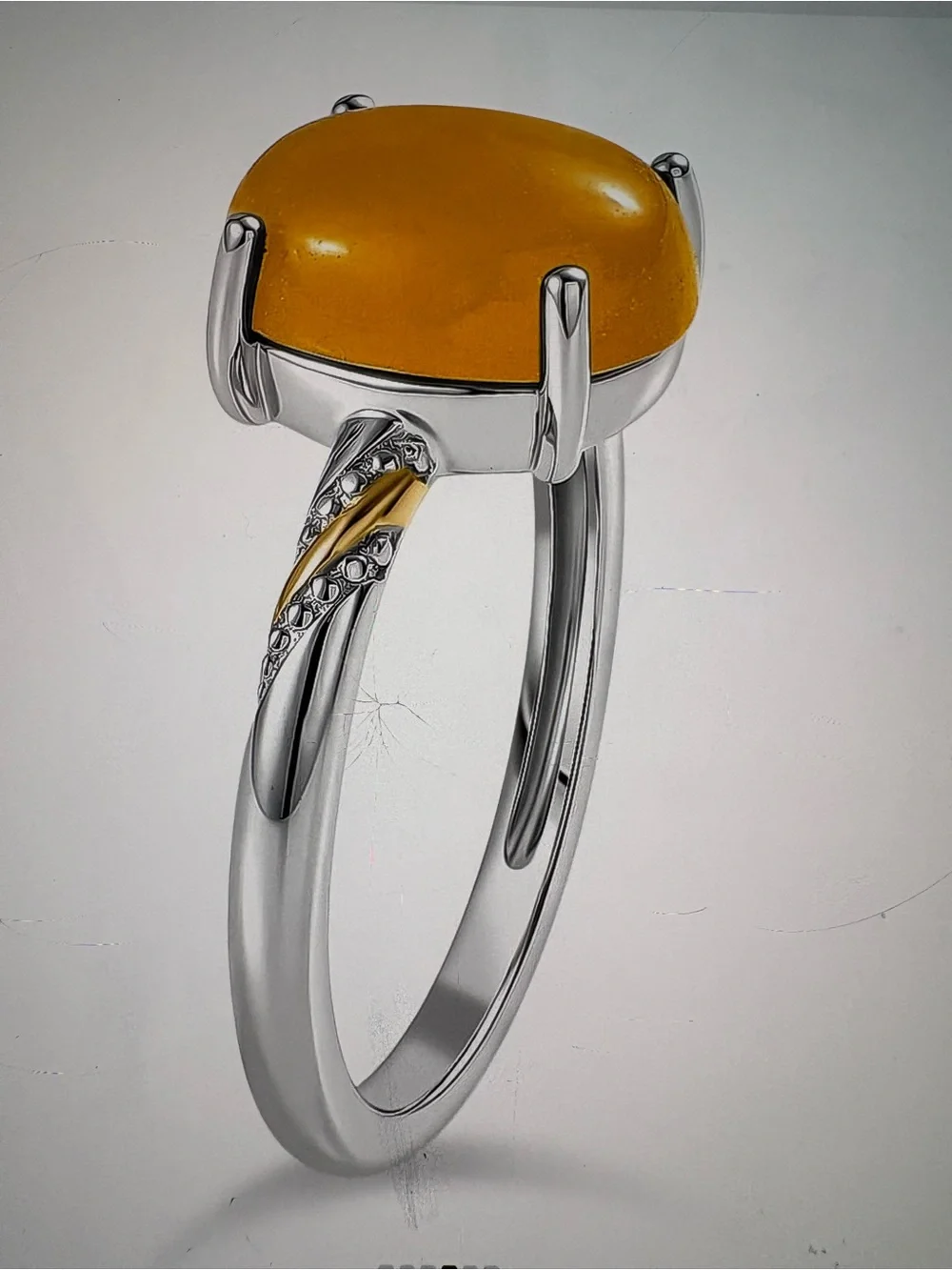 Yellow Jade D’Joy Cabochon Gemstone Ring in Silver Band Sz 5